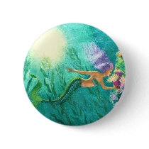 Mermaids Beautiful Sea Garden Pinback Buttons
