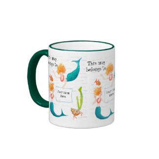 Mermaids Ringer Mug to Personalise mug