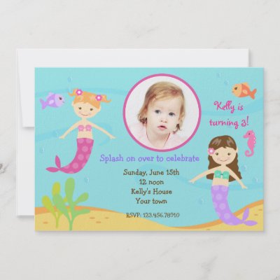 Mermaids Under the sea birthday invitations