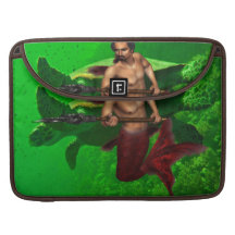 Merman with Giant Sea Turtle 15" MacBook Sleeve MacBook Pro Sleeves