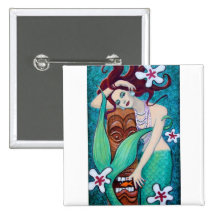 Mermiad's Tiki God Pinback Button