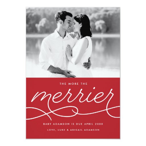 Merrier Pregnancy Announcement Christmas Card Zazzle