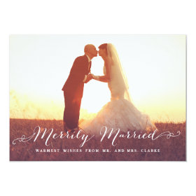 Merrily Married Christmas Photo Holiday Card 5