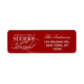 MERRY AND BRIGHT CHRISTMAS HOLIDAY RETURN ADDRESS LABEL