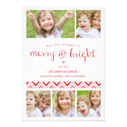 Merry and Bright Collage Holiday Photo Card - Red
