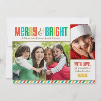 Merry and Bright Holiday Photo Card | Bold Colors