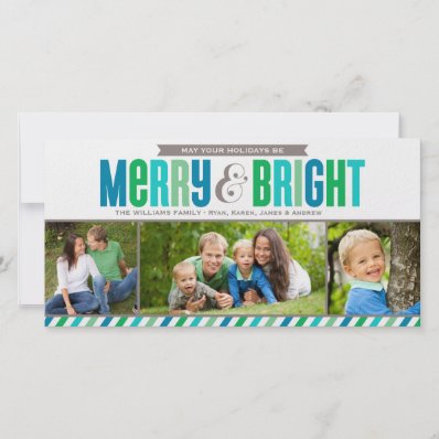 Merry and Bright Holiday Photo Card | Bold Colors