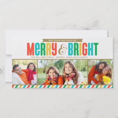 Merry and Bright Holiday Photo Card | Bold Colors