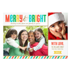 Merry and Bright Holiday Photo Card | Bold Colors