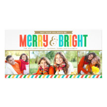 Merry and Bright Holiday Photo Card | Bold Colors