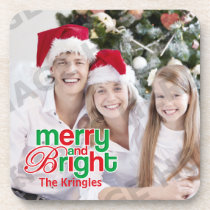 Merry And Bright Photo cork coasters