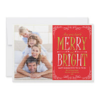 Merry and Bright (Red & Green) Holiday Photo Card invitation