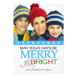 Merry and Bright Snowflake 5x7 Photo Card - Aqua