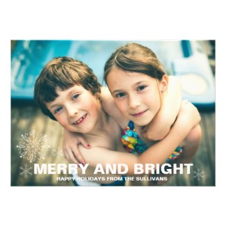 Merry and Bright Snowflakes Christmas Photo Card