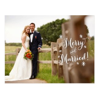 Merry and Married Holiday Announcement Postcard