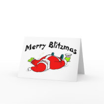 Merry Blitzmas Drunk Santa cards