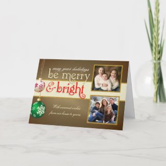Merry &amp; Bright 2-Photo Holiday Greeting Card