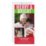 Merry bright bold red green Christmas greeting photo cards