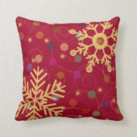 Merry & Bright Christmas Holiday Snowflake Bokeh Pillows