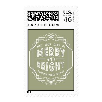 MERRY & BRIGHT HOLIDAY POSTAGE SAGE GREEN