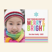 Merry & Bright Holiday Stripes Christmas Postcard