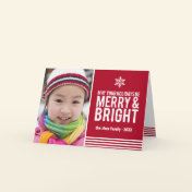 Merry & Bright Holiday Stripes Folded Christmas Ca Cards