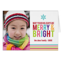 Merry & Bright Holiday Stripes Folded Christmas Greeting Cards