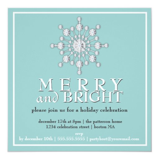 Merry & Bright Sparkle Snowflake Holiday Party Announcement