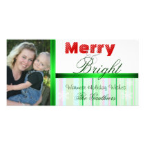 Merry & Bright Stripes Green Photo Card