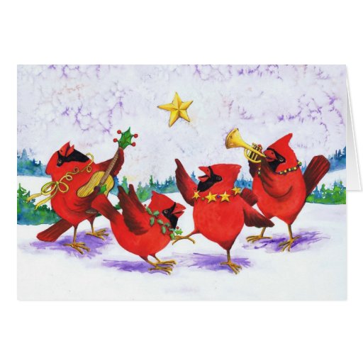 Merry Cardinal Christmas Quartet! Card | Zazzle