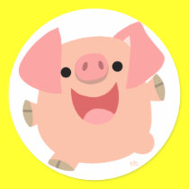 Merry Cartoon Pig round sticker