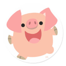 Merry Cartoon Pig round sticker