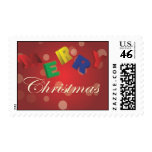 Merry Christmas 3D letters Holiday Postage stamps