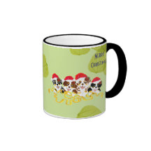 Merry Christmas - 4 Australian Shepherd Puppies Mug