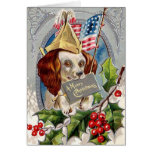 Merry Christmas Adorable Dog and American Flag