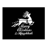 Merry Christmas and Hanukkah white postcards