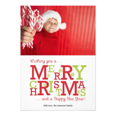 Merry Christmas and Happy New Year Holiday Card Custom Announcement