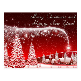 merry christmas and happy new year postcard