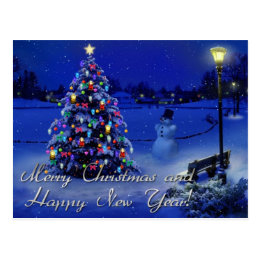 merry christmas and happy new year postcard