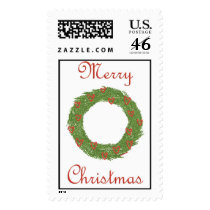 Merry Christmas and Wreath Customizable Stamps