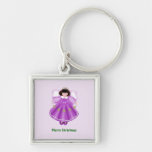 Merry Christmas (angel - purple) Key Chain