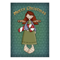 Merry Christmas Angel with Candy Cane business cards