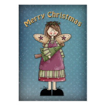 Merry Christmas Angel with tree business cards by Christmas_Store Merry Christmas Angel with tree business cards