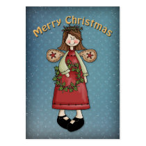 Merry Christmas Angel with Wreath business cards