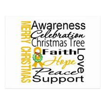 Merry Christmas Appendix Cancer Ribbon Collage Post Card