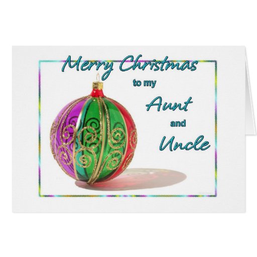 Merry Christmas Aunt And Uncle Multicolored Glass Greeting Card Zazzle 