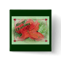 Merry Christmas Azalea Pinback Buttons