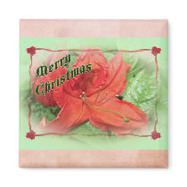 Merry Christmas Azalea Refrigerator Magnet