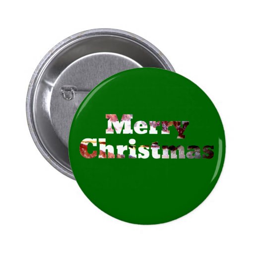 Merry Christmas Bacon Print Pinback Button