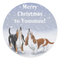 Merry Christmas Basset Hounds stickers